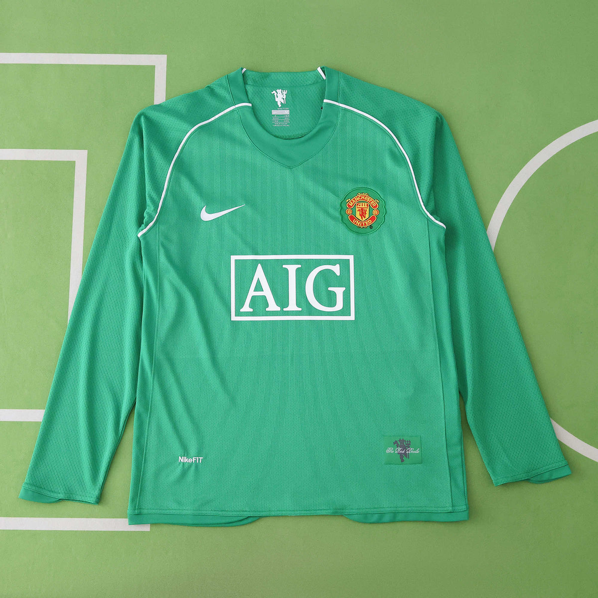 Cristiano Ronaldo Manchester United Green Retro Long Sleeve Jersey Soccer Shirt Pulses Football
