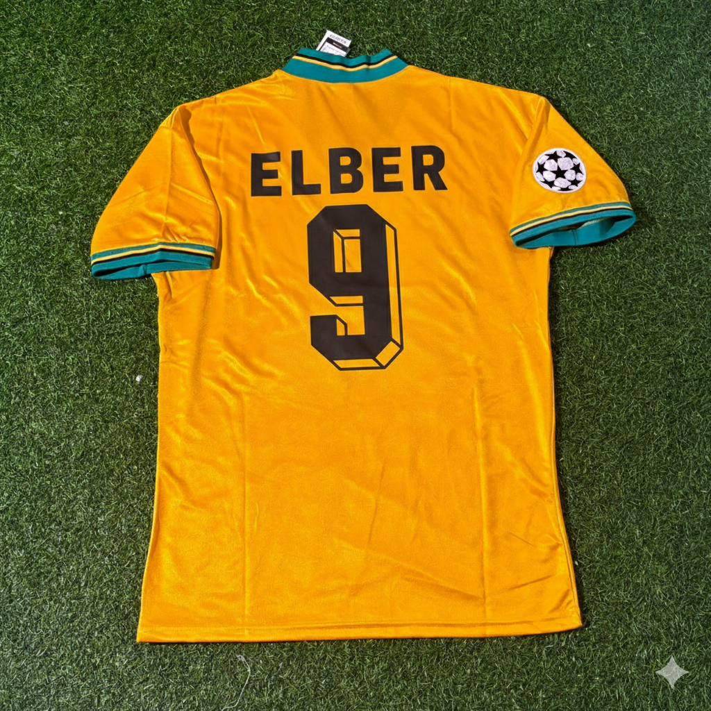 Giovane Elber Bayern Munich Yellow Retro Football Jersey Kit Pulses Football