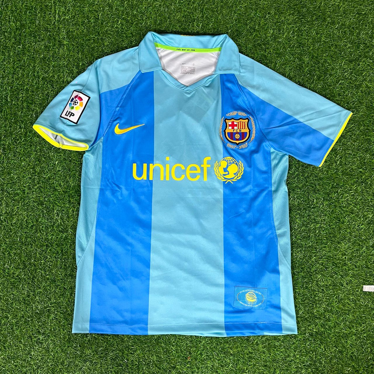 Lionel Messi Barcelona Blue Yellow Number 19 First Debut Retro Jersey Maillot Trikot Maglia Soccer Shirt Pulses Football