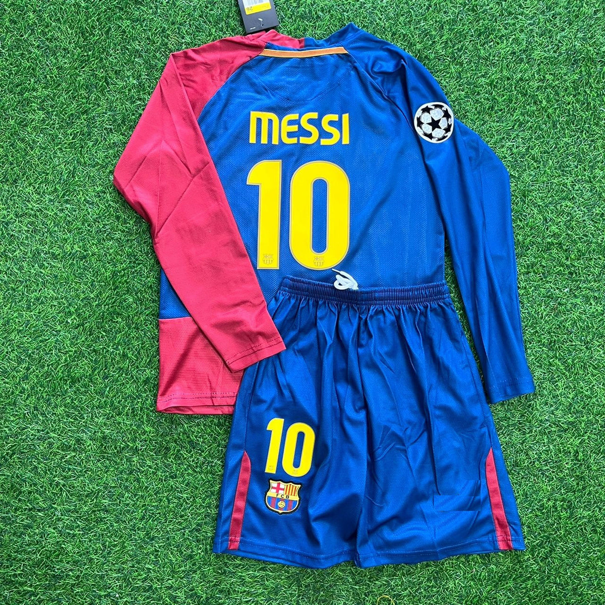 Lionel Messi Barcelona 2009 Final Kids Retro Football Jersey Soccer Kit Pulses Football