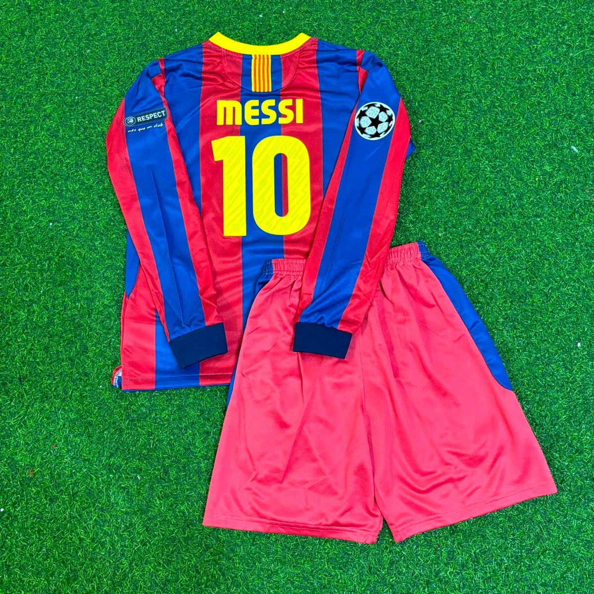 Lionel Messi Barcelona 2010/2011 Long Sleeve Kids Kit Kindertrikot Maillot Enfant Kindertrui Soccer Shirt Pulses Football
