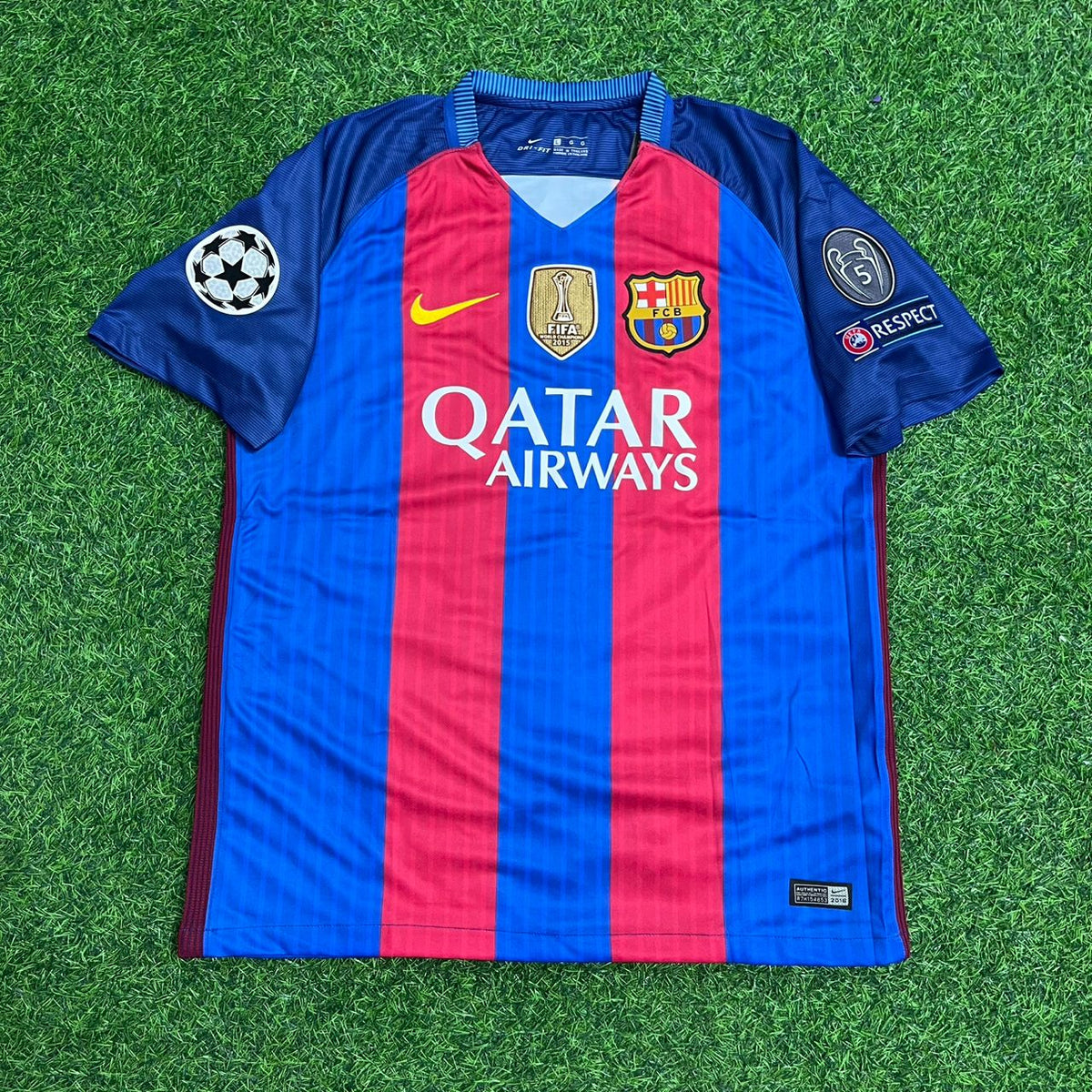 Lionel Messi Barcelona 2016–2017 Home Retro Football Jersey Kit Pulses Football