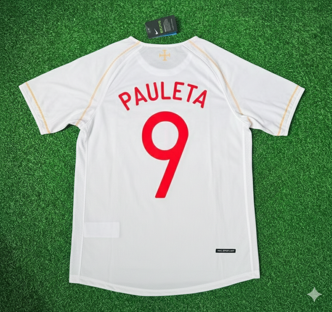 Pauleta Portugal 2002 Retro White Debut Football Jersey Pulses Football
