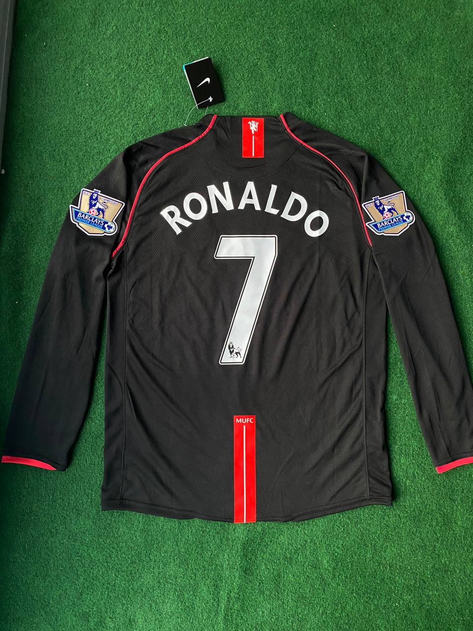 Cristiano Ronaldo 2007-2008 Manchester United Black Retro Jersey Trikot Camiseta Maillot Pulses Football