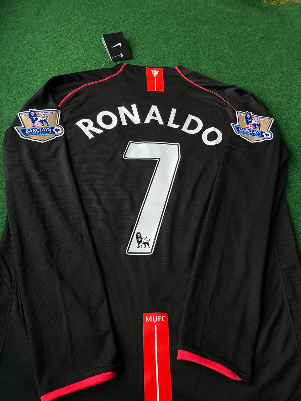 Cristiano Ronaldo 2007-2008 Manchester United Black Retro Jersey Trikot Camiseta Maillot Pulses Football