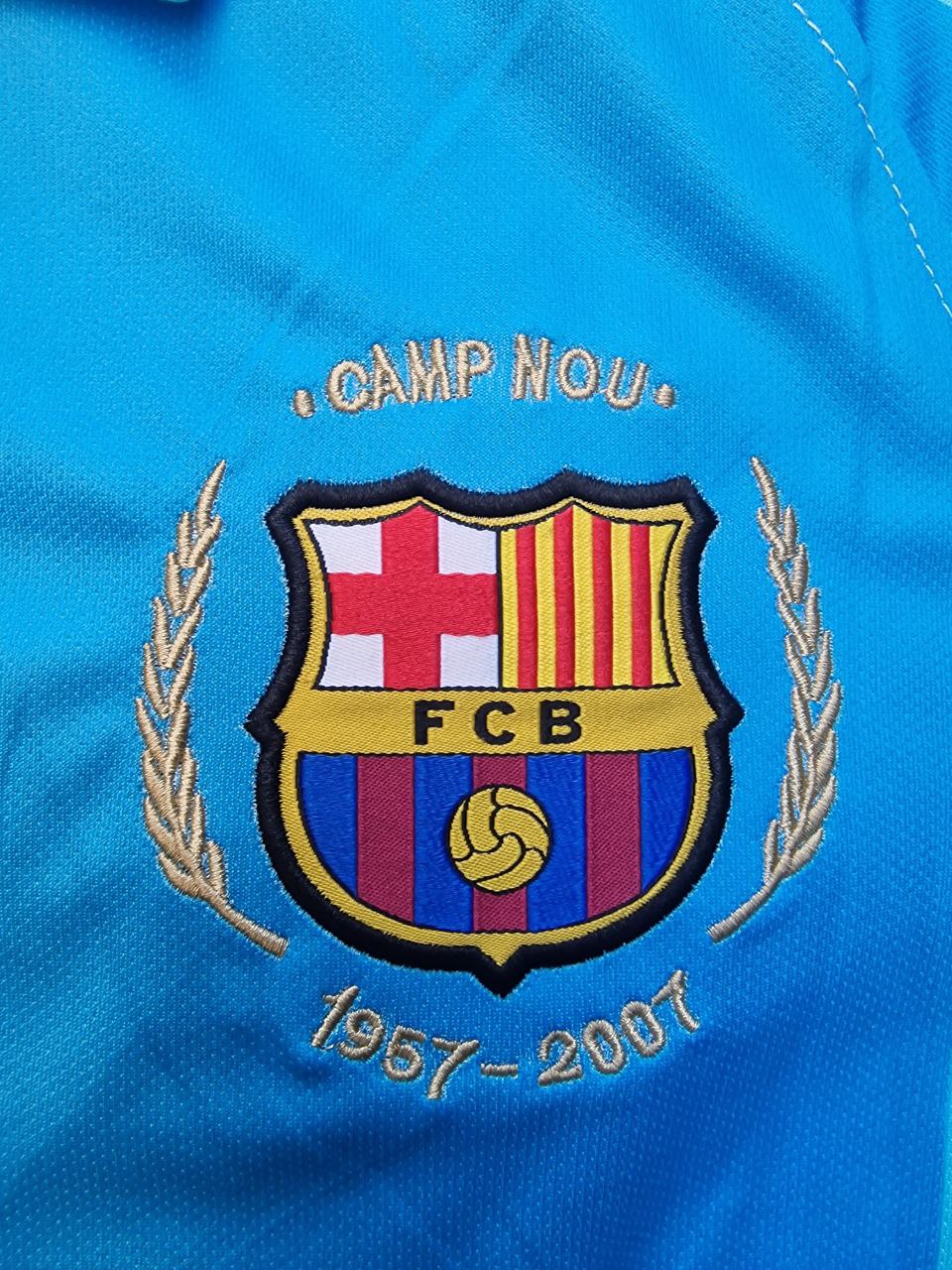Lionel Messi Barcelona 2007 2008 Light Blue Yellow Number 19 Retro Jersey Maillot Trikot Maglia Pulses Football