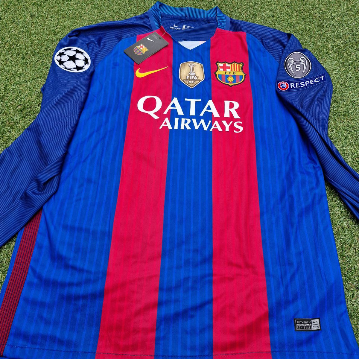 Lionel Messi Barcelona 2016 Special Edition Jersey with World Championship Patch Soccer Jersey Pulses Football