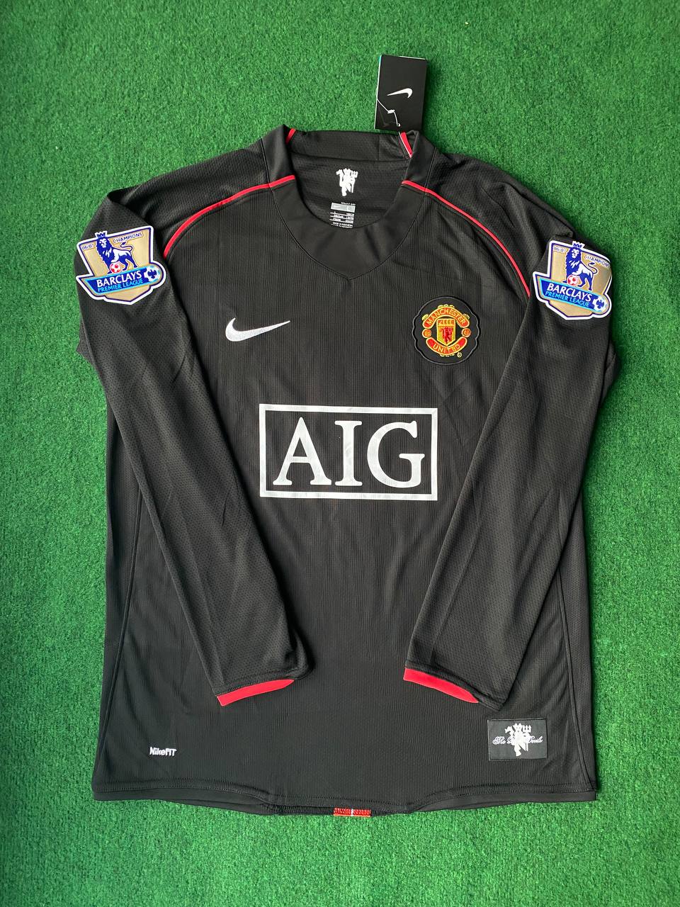 Cristiano Ronaldo 2007-2008 Manchester United Black Retro Jersey Trikot Camiseta Maillot Pulses Football