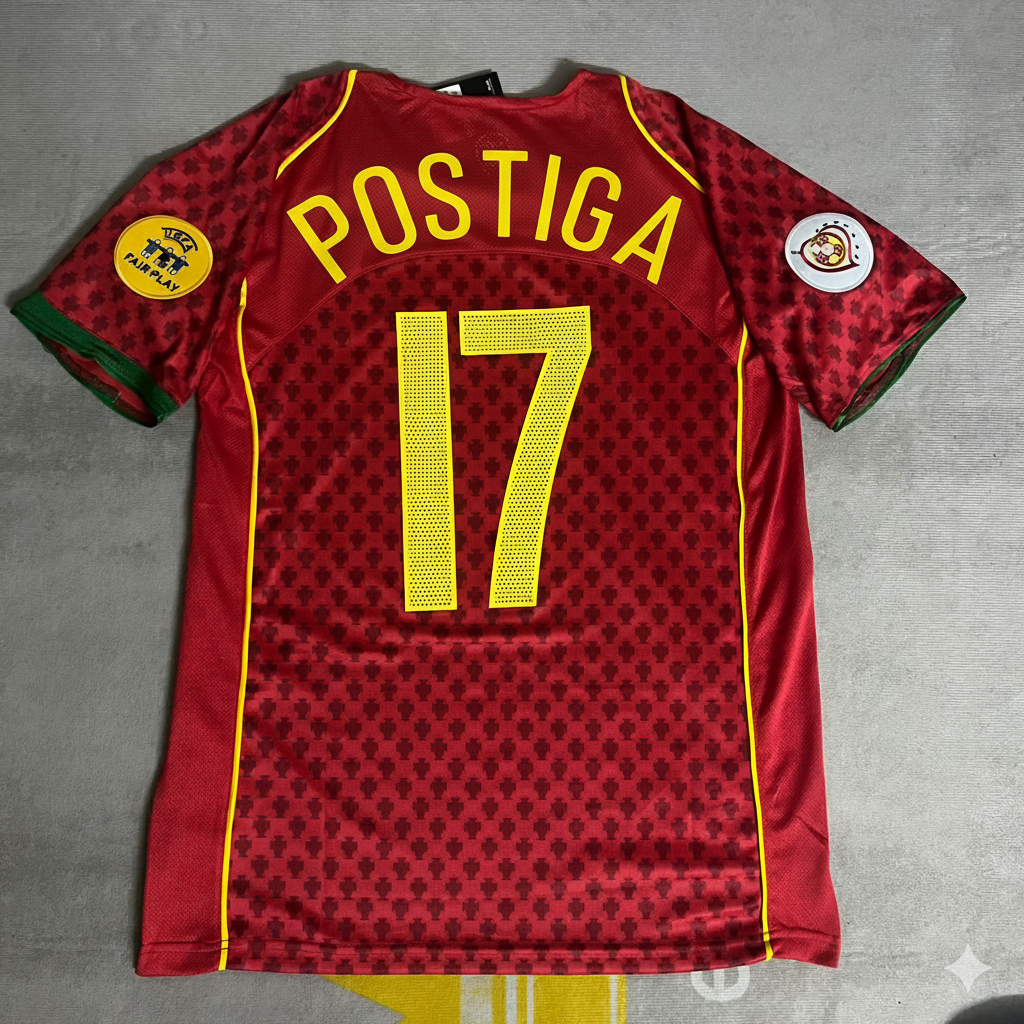 Helder Postiga EURO 2004 Retro Home Red Jersey Trikot Pulses Football