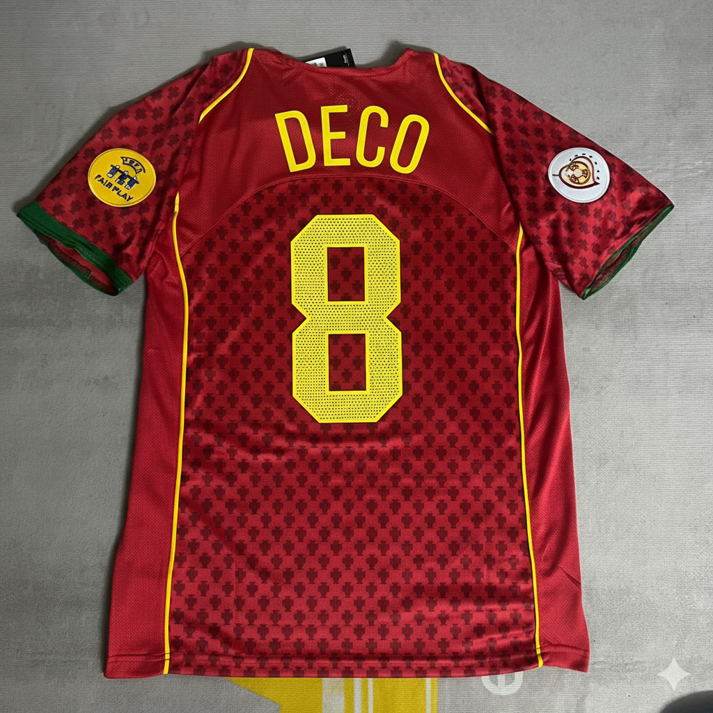 Deco Portugal EURO 2004 Retro Home Red Jersey Trikot Pulses Football