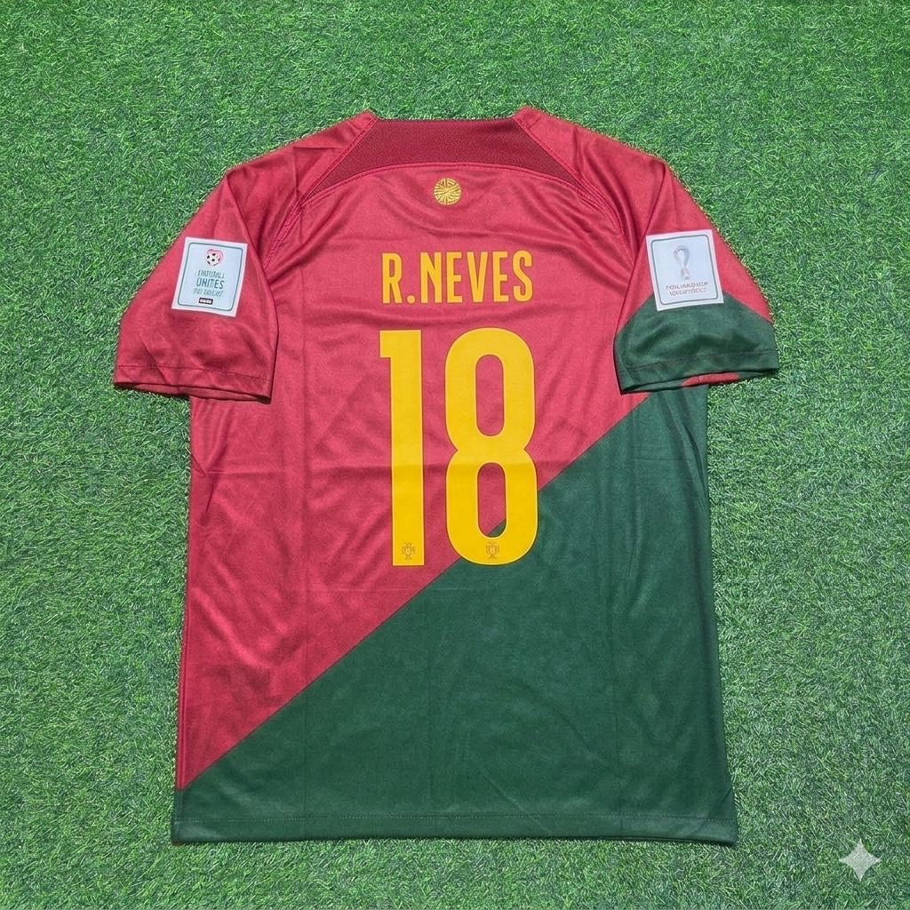 Rúben Neves #18 Portugal 2022 World Cup Home Retro Football Jersey Pulses Football