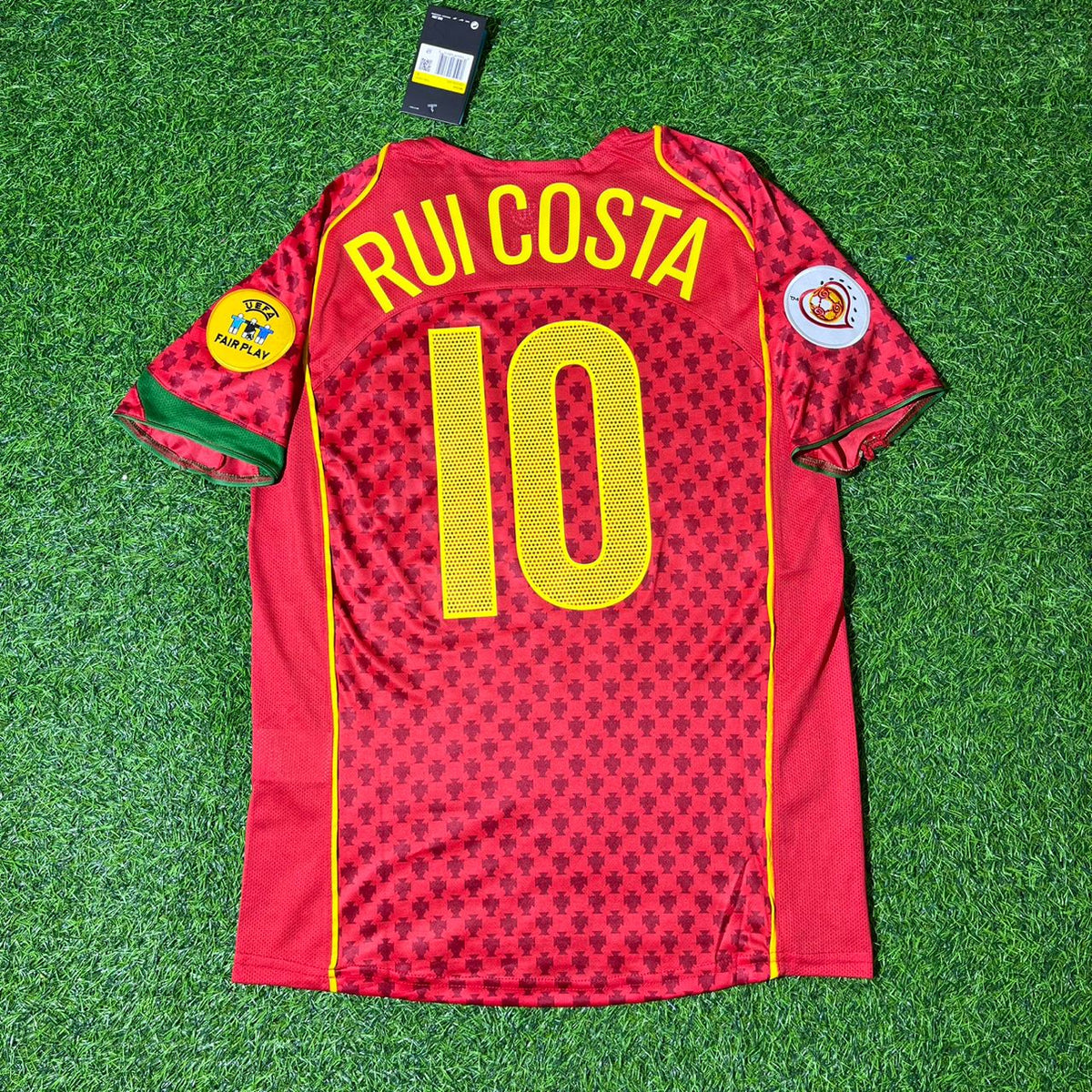 Rui Costa EURO 2004 Retro Home Red Jersey Trikot Pulses Football